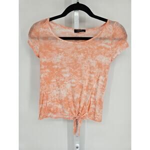 Y2K Deb Women's Pink Round Neck Tie Hem Short Sleeve T-shirt Top Size S